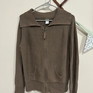 GAP Brown Women's wide collar zip sweater